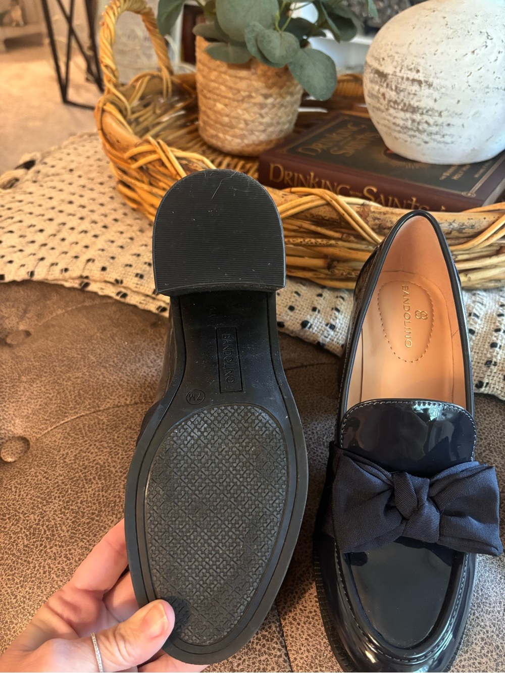Patent Bow Loafers - Navy Blue - Picture 3 of 3